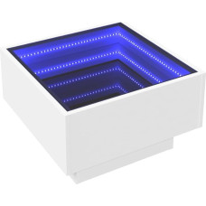 vidaXL LED Coffee Table, Side Table with LED Infinity Mirror, Coffee Table, Sofa Table for Living Room, Living Room Table, White Wood Material