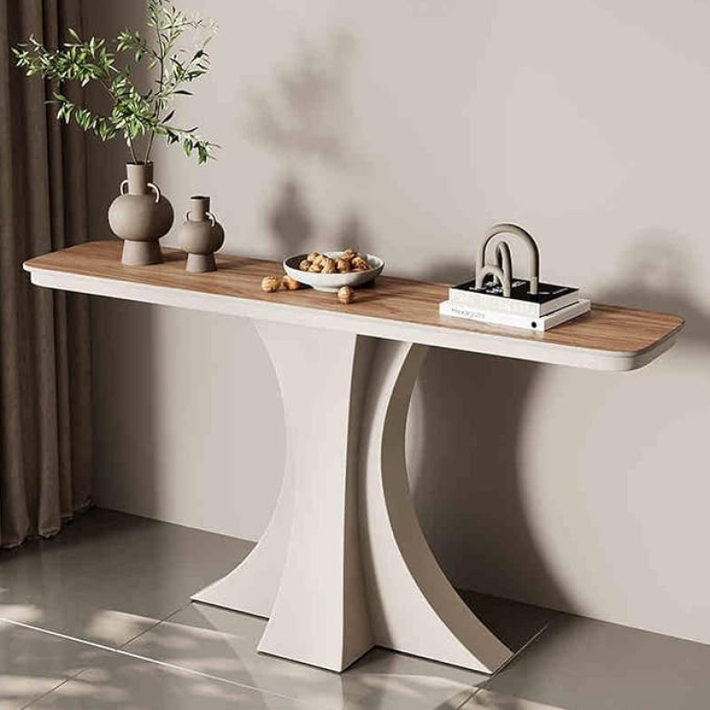 Modern Entrance Table, Narrow Console Sofa Table with Metal Base, 39.4 inch, Brown Console Table for Living Room and Hallway, Stylish Furniture for Home Decoration