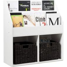 DREAMADE Children's Wooden Bookcase with 3 Storage Compartments and 2 Open Compartments, Toy Shelf, Newspaper Rack, Storage Shelf for Children's Room, Living Room