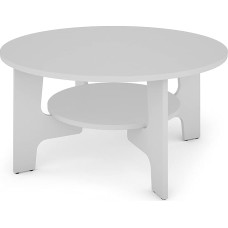 byLIVING Jonny Coffee Table / Melamine White with Practical Shelf Wood Material D 80 x H 42.5 cm