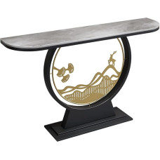 Narrow Entrance Console Table with Metal Frame, Sturdy Sofa Table for Living Room & Hallway, Easy Assembly, 80.0 cm Black Console for Entrance, Reliable Design