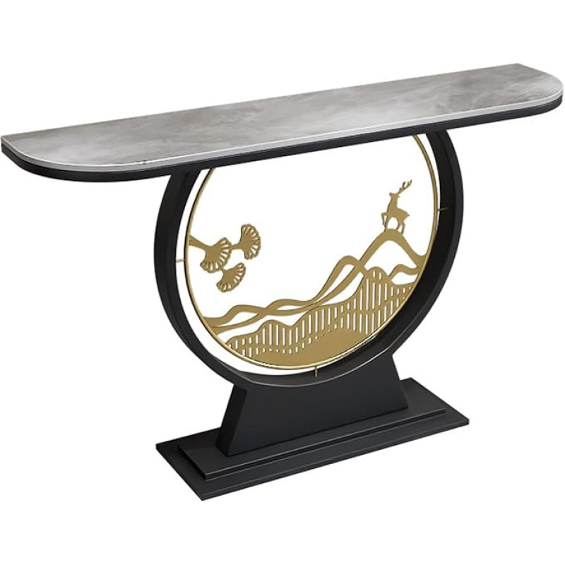 Narrow Entrance Console Table with Metal Frame, Sturdy Sofa Table for Living Room & Hallway, Easy Assembly, 80.0 cm Black Console for Entrance, Reliable Design