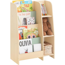SoBuy KMB114-GR Children's Bookcase with Tilt Protection 90 cm Height 3 Compartments + 4 Shelves MDF E1 63 x 90 x 30 cm Natural Green
