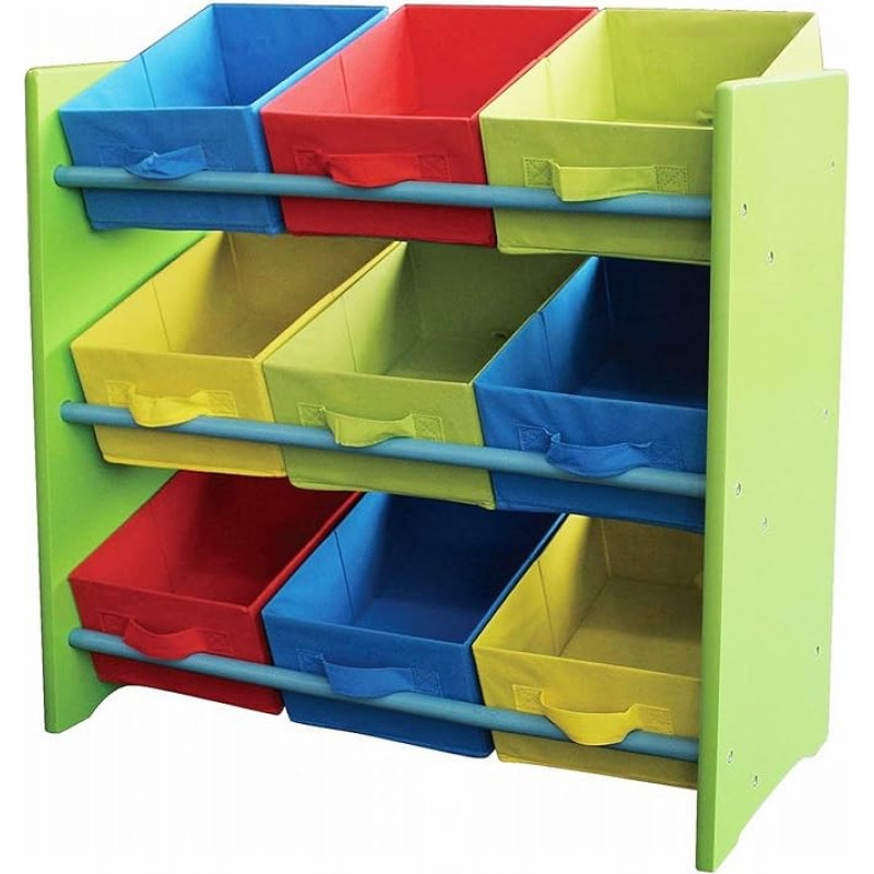 Children's shelf with 9 shelves green