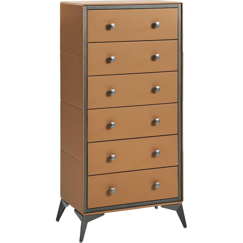 HULALA HOME Chest of Drawers Sideboard, 6 Drawers Made of Fabric with Handles, Storage Cabinet for Bedroom, Living Room and Office, Camel
