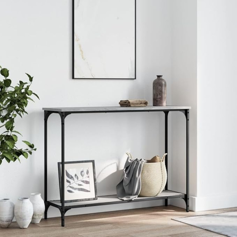 ZEYUAN Sonoma Console Table, Grey, 101 x 30.5 x 75 cm, Wood Composite, Console Table, Chest of Drawers, Side Table, Living Room Table, Side Shelf, Media Console, Side Table - 837705