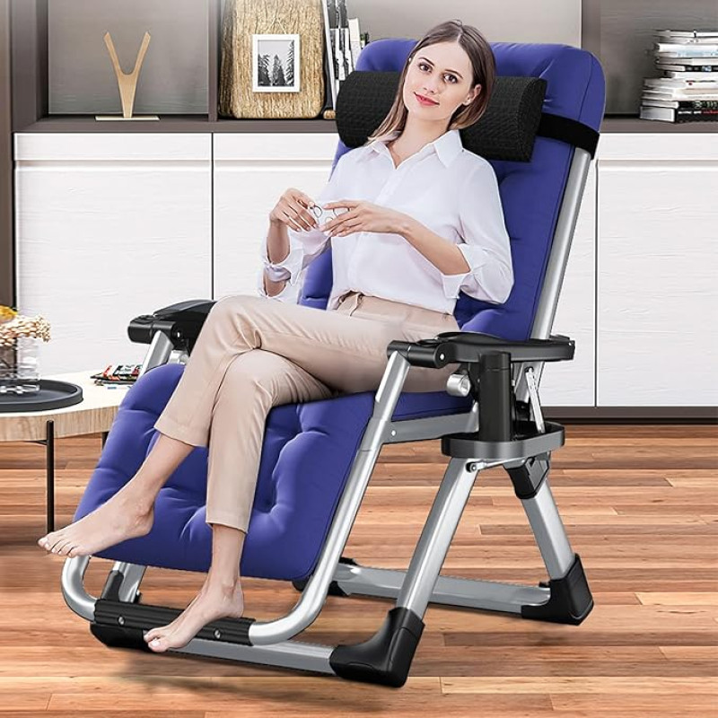 LILYPELLE Bequemer Klappstuhl, zusammenklappbarer Loungesessel für Schlafzimmer und Wohnzimmer, zusammenklappbare Liegestühle mit abnehmbarem Kissen für drinnen und draußen