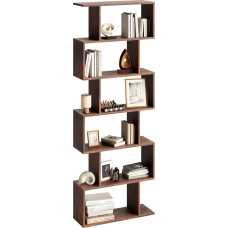 Home Collective Bookcase, Room Divider, Modern Wooden Shelf with Offset Compartments, Sturdy and Versatile for Living Room, Office or Hallway, 70 x 24 x 190 cm (W x D x H), Dark Wood