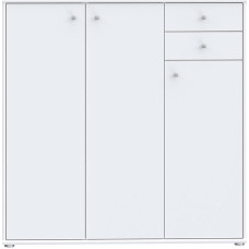Forte Tempra 2 Chest of Drawers with 3 Doors and 2 Drawers, Wooden, White, W x H x D: 108.8 x 111.1 x 34.8 cm