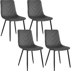 Lestarain Dining Room Chairs Set of 4 for Dining Room Kitchen Living Room Kitchen Chairs with Backrest Modern with Metal Legs Velvet 150 kg Load Capacity Dark Grey
