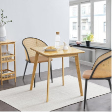[en.casa] Närpes Dining Table Square 70 x 70 cm Kitchen Table Dining Room Table for 2 People Bamboo