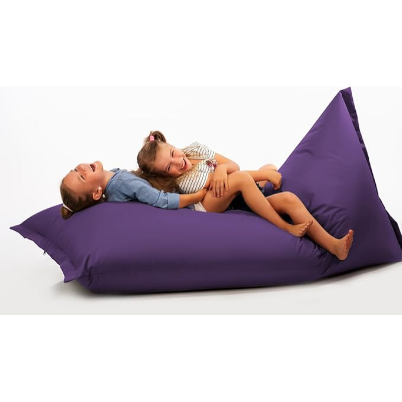 Chilly pilley Bean Bag, Giant Bean Bag, Seat Cushion, Garden Cushion, Floor Cushion for Laying and Sitting, Waterproof, Relax Chair for Children and Adults (100 x 200 cm, Purple)