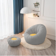 W0REE Bean Bag Lazy Sofa Bean Bag Cover (Without Filling) for Leisure and Entertainment Indoor Bean Bags Cushion Sofa Gamer Bean Bag Armchair Yellow Grey M