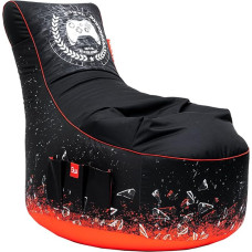 Gamewarez Crimson X-Ray Bean Bag - Gaming Bean Bag, Indoor and Outdoor Gamer Chair with Backrest, with Side Pocket, Ideal for PS5, Nintendo Switch and Xbox Players, Made in Germany, Black/Red