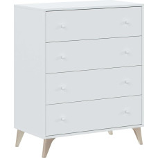 Habitdesign 007804A Chest of Drawers with 4 Drawers, Symphonier, Sweet, Artik White Colour, Dimensions: 77.5 cm (Length) x 40 cm (Depth) x 95 cm (Height)