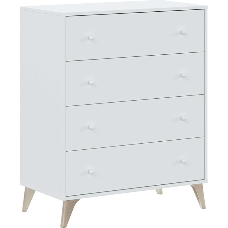 Habitdesign 007804A Chest of Drawers with 4 Drawers, Symphonier, Sweet, Artik White Colour, Dimensions: 77.5 cm (Length) x 40 cm (Depth) x 95 cm (Height)