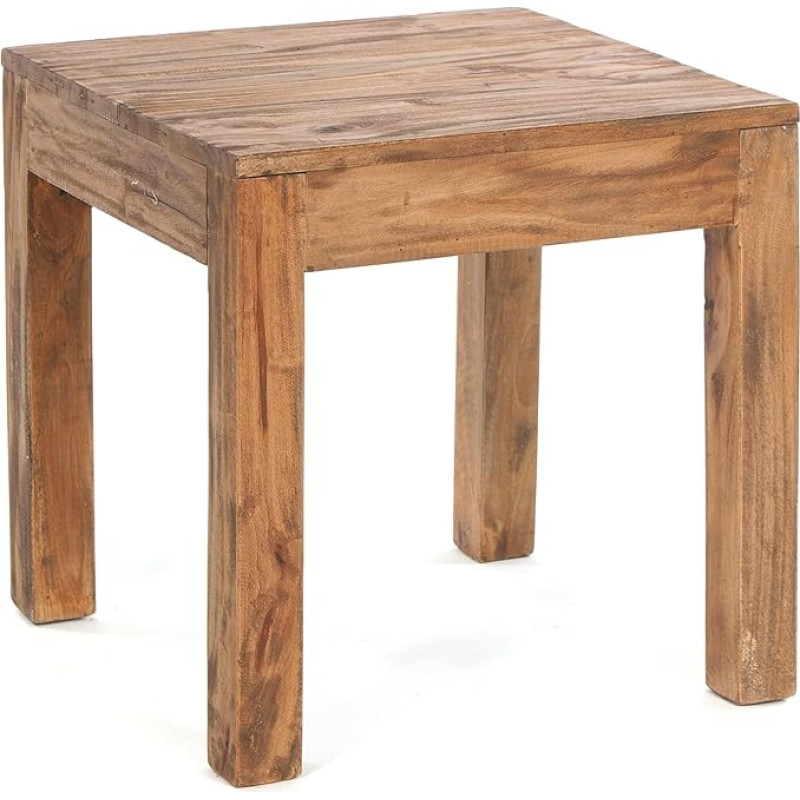 DESIGN DELIGHTS Rustic Square Coffee Table, 50 Inches, Recycled Wood, Solid, 50 x 50 x 50 cm (H x W x D), Side Table