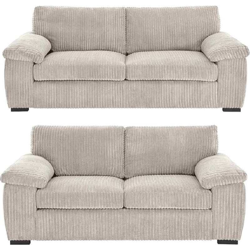 Luxury Cream Jumbo Cord Sofa Set, Modern Design, 3 Seater and 2 Seater Set for a Comfortable Living Room Experience