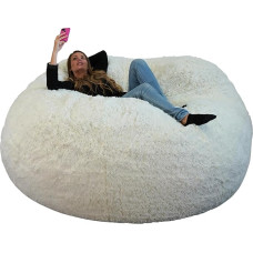 bananair XXL Bean Bag with Filling - Size 200 cm - Soft and Comfortable - Machine Washable Faux Fur Cover - Generously Filled with Foam - Giant Bean Bag, Armchair, Sofa - Colour White