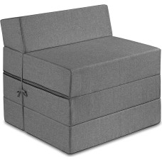 Traumnacht Comfort Guest Mattress with Comfortable Headboard, 200 x 70 x 15 cm, Light Grey