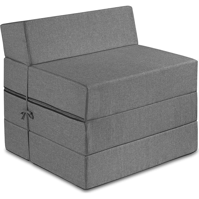 Traumnacht Comfort Guest Mattress with Comfortable Headboard, 200 x 70 x 15 cm, Light Grey