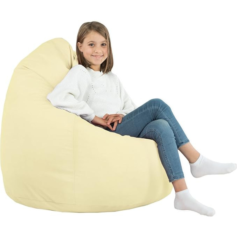 Italpouf , XL Size Beanbag, Giant Bean Bag, Indoor, Faux Leather, Bean Bag Chair for Children and Adults, EPS Beads Filling, Certified, Creamy