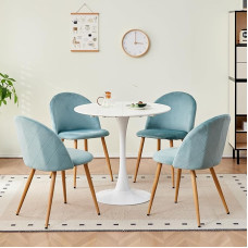DEYARNA HOME Dining Set Table and Chairs, Dining Table and 4 Chairs, Velvet Dining Room Chairs, MDF Table Top, Black Table Legs, Modern Kitchen Table Set (Green, 80 x 80 x 75 cm)