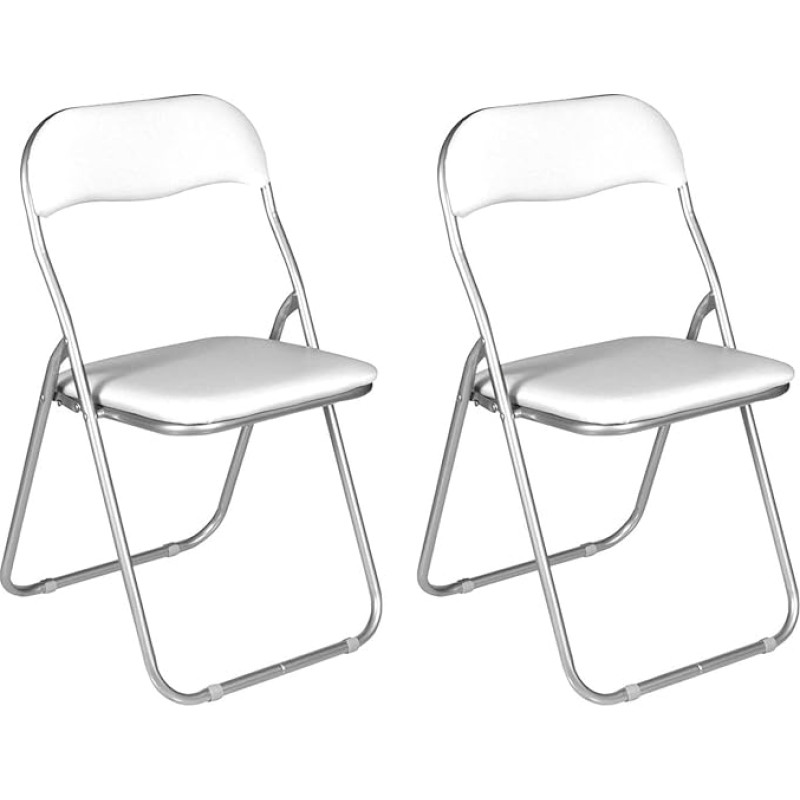 Dmora Set of 6 Folding Chairs, White Colour, 43 x 47 x 78 cm