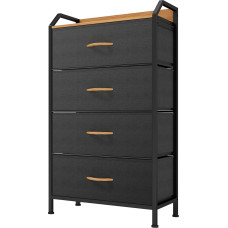 YITAHOME Chest of Drawers with 4 Drawers, Fabric Drawers with Handles, Chest of Drawers with Sturdy Steel Frame, Durable, Dark Grey