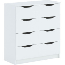 Oggi Wide Chest of Drawers with 8 Drawers, Suitable for Living Room, Bedroom, Office, Made of Plywood, 40 x 81 x 91 cm, Matt White