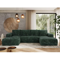 MKS MEBLE Trentino U Green Sofa with Sleep Function and Bed Box with Bed Box Green Cord