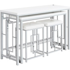 Coaster Home Furnishings - Jackson – 4-teiliges Tischset mit Thekenhöhe – Mehrzweck-Essgruppe, Nisttisch, USB-Anschluss, rückenfreie Hocker – Küche & Esszimmer – Weiß – 182714