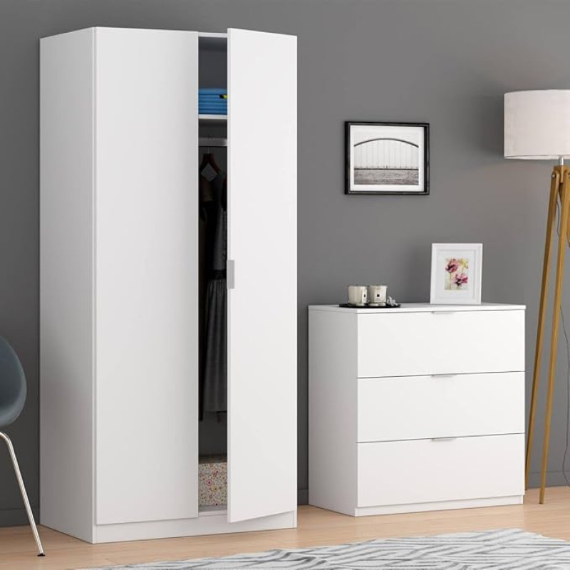 Dmora - Bridgeport Modern Chest of Drawers with 3 Drawers, Low Chest of Drawers for Bedroom, Drawer Cabinet, 77 x 38 x 80 cm, White