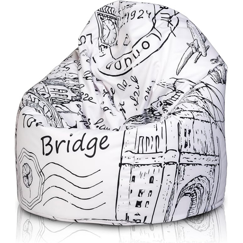 Ecopuf Mega Sako Bean Bag with Removable Cover XL Bean Bag Made of Polyester Water-Repellent Fantasy Design Bean Bag for Outdoor Use Bean Bag Relax Chair for Outdoor and Indoor Use Dimensions: 85 x