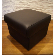 Quattro Meble Dark Brown Real Leather Stool 50 cm x 50 cm Hinged with Storage Space Stool Cowhide Seat Cube Footstool Upholstered Stool Real Leather Puff