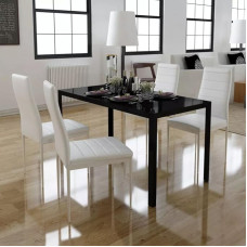 Tidyard 5-Piece Dining Table Set Black and White