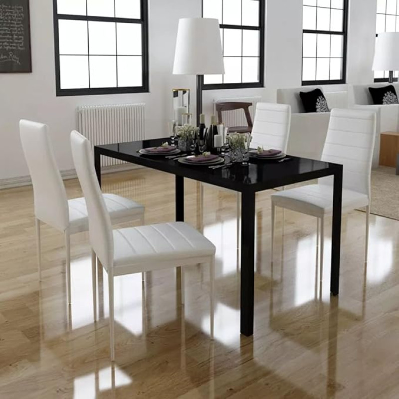 Tidyard 5-Piece Dining Table Set Black and White
