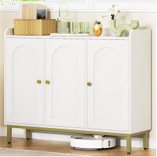 Hzuaneri SC21313G Sideboard, Storage Cabinet, Kitchen Cabinet, Kitchen Chest of Drawers, 3 Doors, Adjustable Shelves, Buffet Cabinet for Kitchen and Living Room, 30 x 100 x 80.5 cm, White