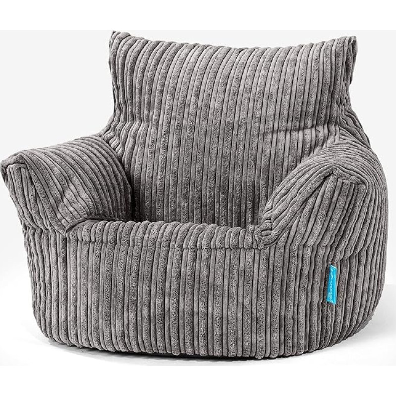 Lounge Pug Small Children's Chair Bean Bag for 1-3 Years, Graphite Grey Corduroy Fabric, Mini Chair, Children's Chair, Cuddly Chair, Children's Furniture for Children's Room