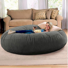 Jaxx 6 Foot Cocoon - 2-in-1 Convertible Bean Bag Bed & Large Bean Bag for Adults, Charcoal
