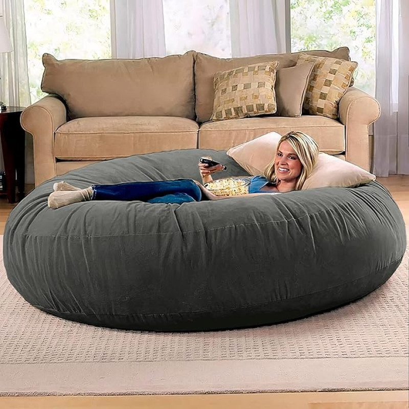 Jaxx 6 Foot Cocoon - 2-in-1 Convertible Bean Bag Bed & Large Bean Bag for Adults, Charcoal