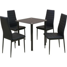 VidaXL Ensemble table et chaise de salle à manger 5 pièces noir