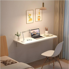 Platzsparender Klapptisch Wandtisch, Wandmontierter Schreibtisch für kleine Räume, ideal für Heimbüro, Waschküche, Garage, Keller, weißes Holz (80 x 30 cm)