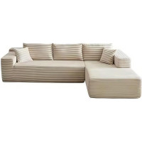 SAYEYBU Modular Sofa, L Shape with Chaise Longue, Soft Corduroy Fabric with Deep Seat, Memory Foam Sofas for Living Room, Bedroom, No Assembly Required
