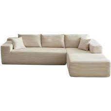 SAYEYBU Modular Sofa, L Shape with Chaise Longue, Soft Corduroy Fabric with Deep Seat, Memory Foam Sofas for Living Room, Bedroom, No Assembly Required