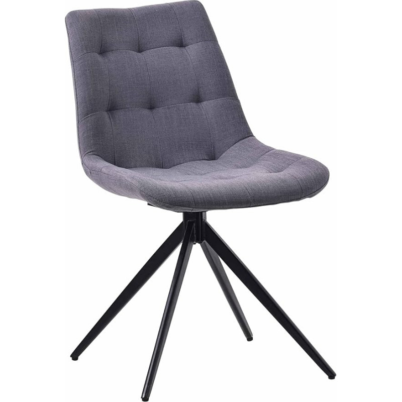 CLP Merna Dining Room Chair, Kitchen Chair, Padded and Swivelling, Upholstered Chair with Backrest, Colour: Dark Grey, Material: Fabric