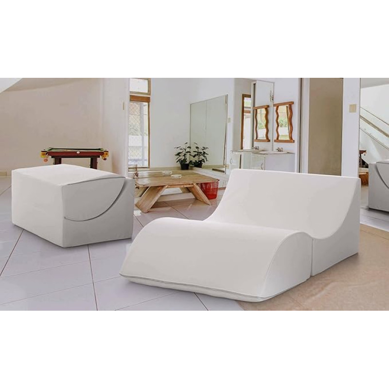 Talamo Italia - Annabella Folding Bed, Convertible to Double Bed, Eco Leather Chaise Longue, 100% Made in Italy, 100 x 200 x 70 cm, White