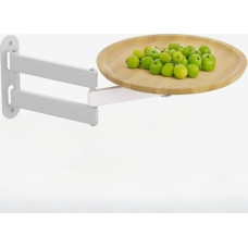 An der Wand montierter, klappbarer runder Tisch, Klapptisch aus Holz mit einziehbarer Ablage, schwebender Beistelltisch, an der Wand montiertes kleines rundes Tablett, klappbarer Couchtisch