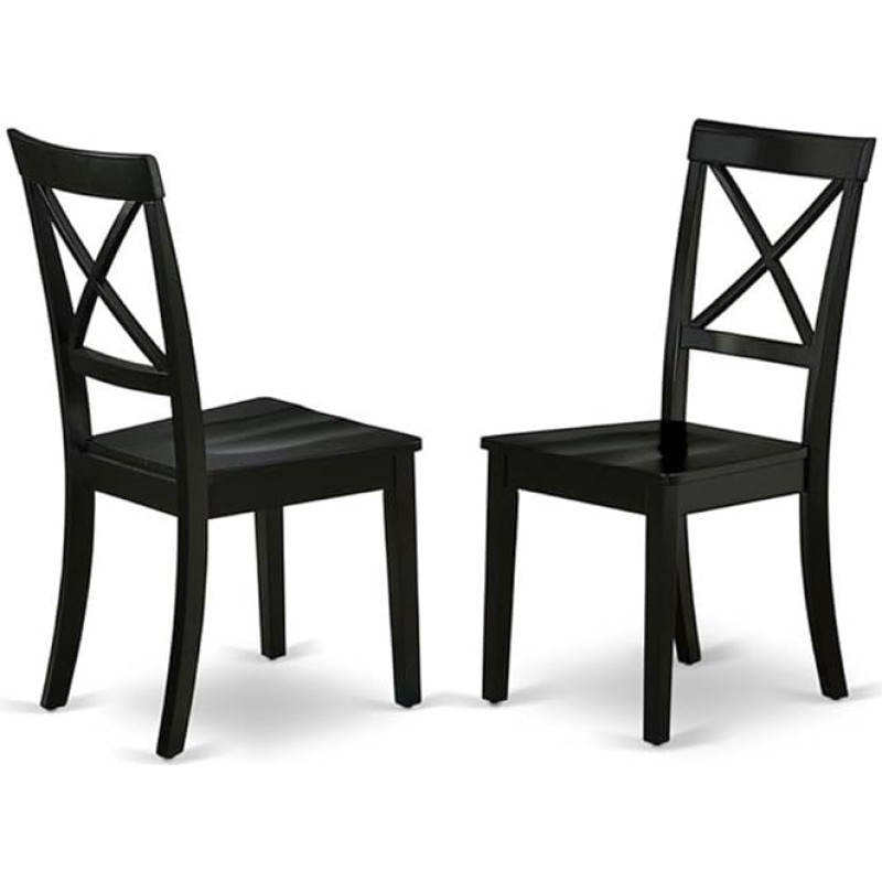East West Furniture Boston Wooden Dining Chair, Set of 2, Black