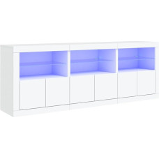 vidaXL Sideboard, Chest of Drawers with Lots of Storage Space, Highboard Cabinet with LED Lights, Sideboard, Side Cabinet, Standing Cabinet, Modern, White